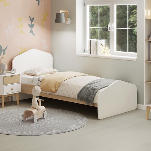 Lit enfant 90x190 cm avec tête de lit en bois blanc - Lucy