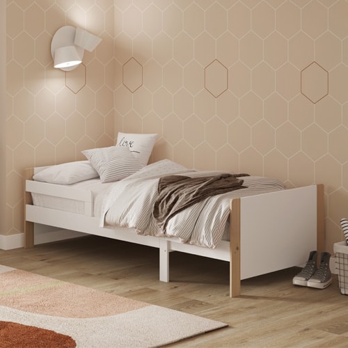 Lit enfant evolutif 90x140/190 cm en bois blanc - Luan