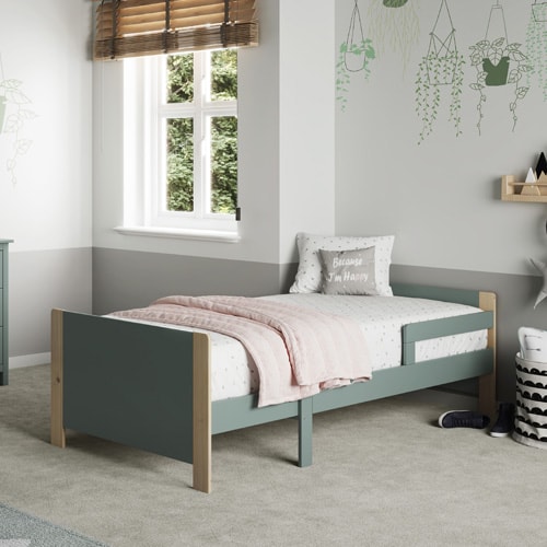 Lit enfant evolutif 90x140/190 cm en bois vert kaki - Luan