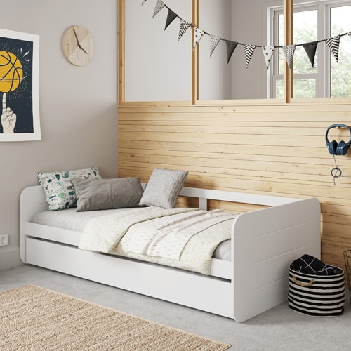 Lit gigogne enfant 90x190 cm en bois blanc - Felix