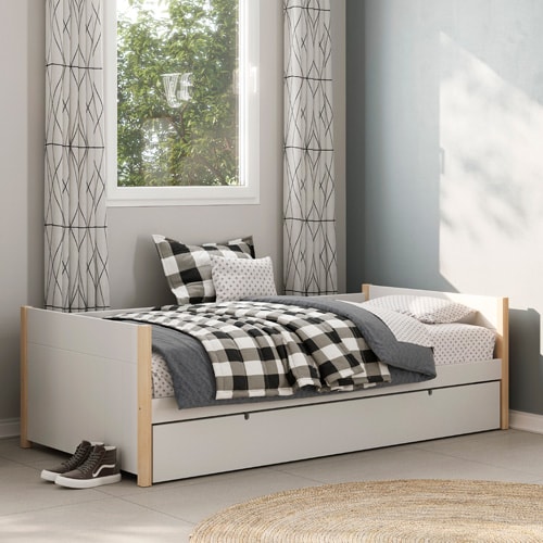 Lit gigogne enfant 90x190 cm en bois blanc - Margot