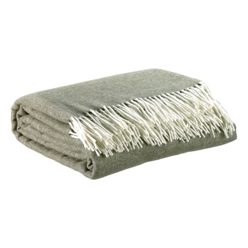 Plaid en laine vert olive 130 x 190 - Carina