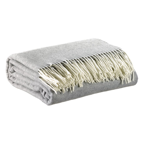 Plaid en laine gris perle 130 x 190 - Carina
