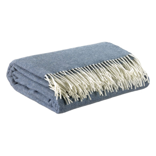 Plaid en laine bleu tempête 130 x 190 - Carina