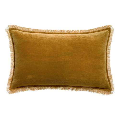 Coussin à frange en velours bronze 30 x 50 cm - Fara
