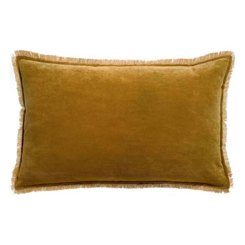 Coussin à frange en velours bronze 40 x 65 cm - Fara