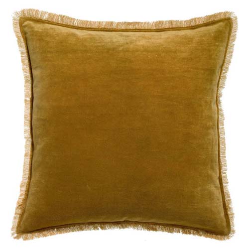 Coussin à frange en velours bronze 45 x 45 cm - Fara