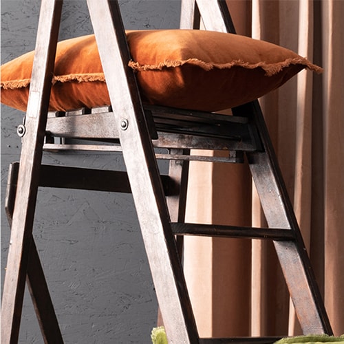 Coussin à frange en velours marron caramel 30 x 50 cm - Fara