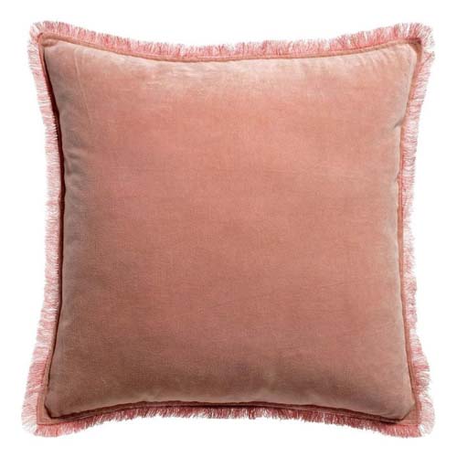 Coussin à frange en velours rose 45 x 45 cm - Fara