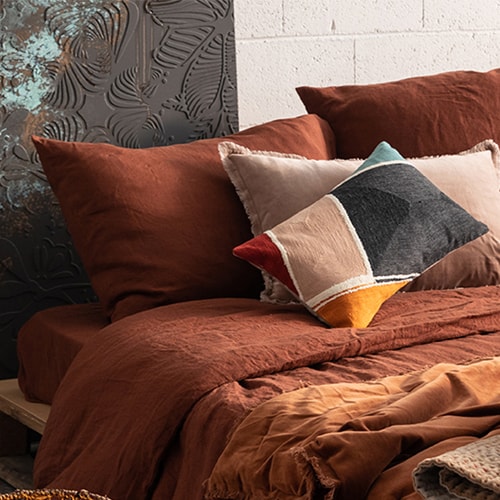 Plaid en velours marron caramel 135 x 200 cm - Fara