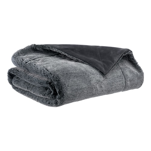 Plaid effet fourrure gris ombre 130 x 160 cm - Kinta