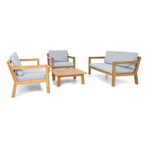 Salon de jardin 5 places en bois FSC - 2 Canapés 2 pl. , 1 fauteuils et table basse - Palau