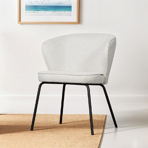 Lot de 2 chaises de salle à manger en tissu bouclé beige - Admit