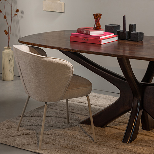 Lot de 2 chaises de salle à manger en tissu beige - Admit