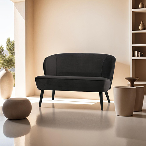 Canapé 2 places en velours gris anthracite - Sara