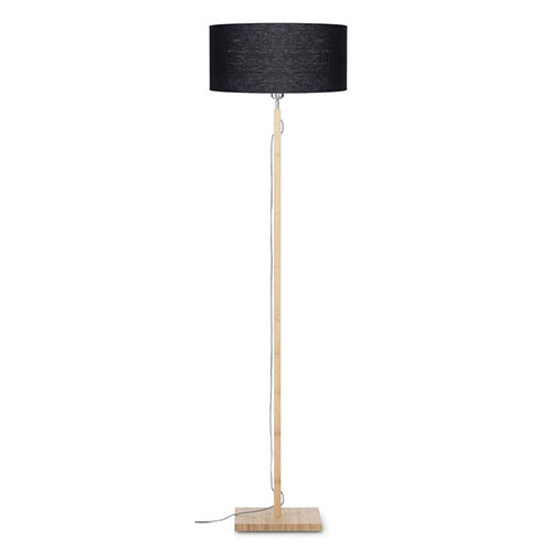 Lampadaire en bambou abat jour en lin noir - Collection Fuji - Good&Mojo