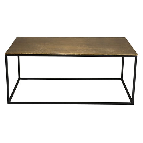 Table basse rectangulaire 98x57cm en aluminium doré - Johan