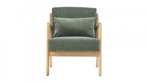 Fauteuil en bois et velours côtelé vert - Lanna
