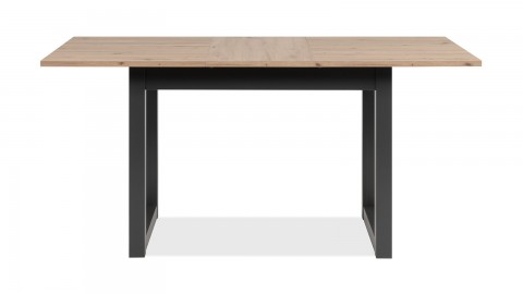 Table à manger extensible 6 à 8 personnes effet chêne, piètement anthracite 120/160 cm - Nora