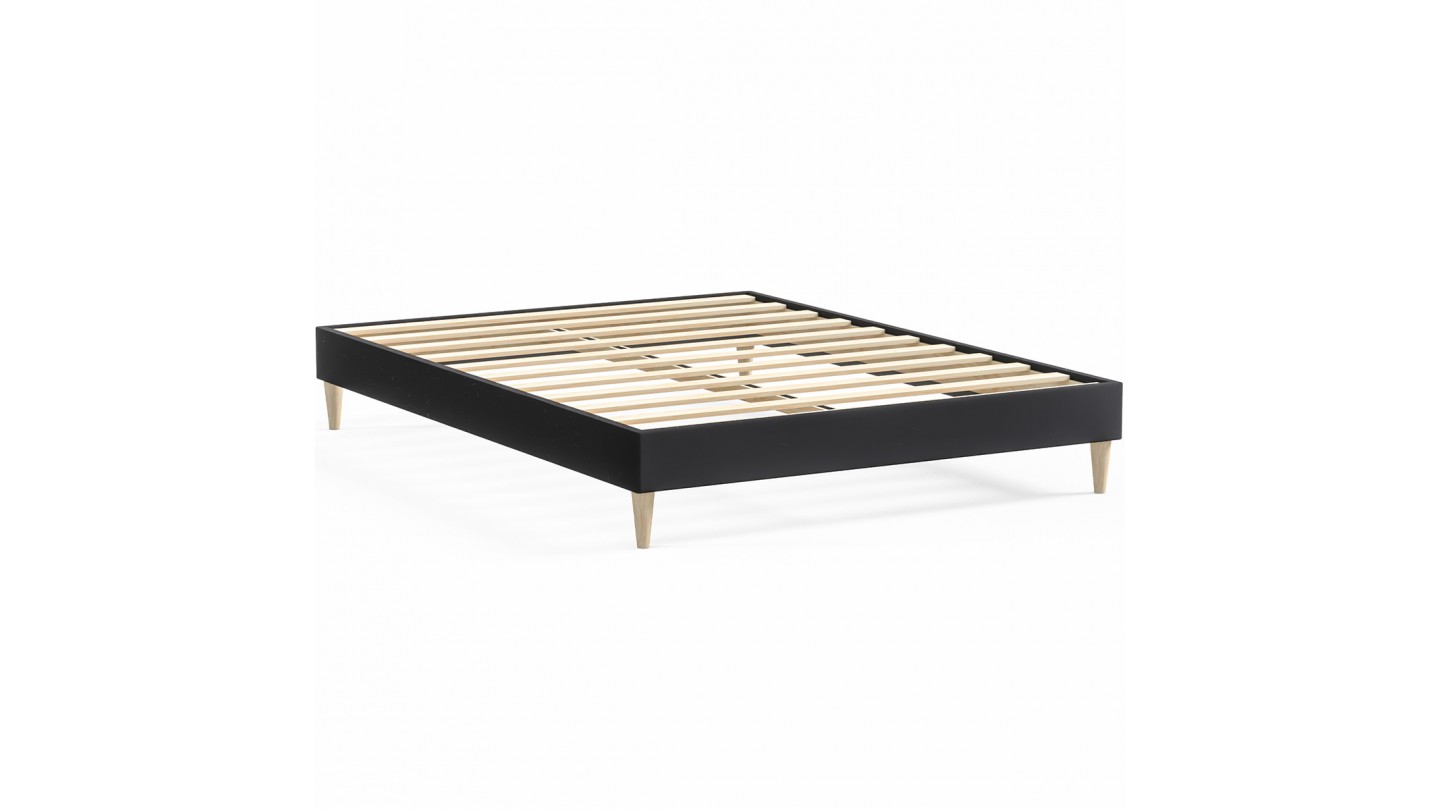 Ensemble lit adulte 140x190 cm en velours gris + Matelas Hybride à ressorts ensachés et mémoire de forme - Spring Elite