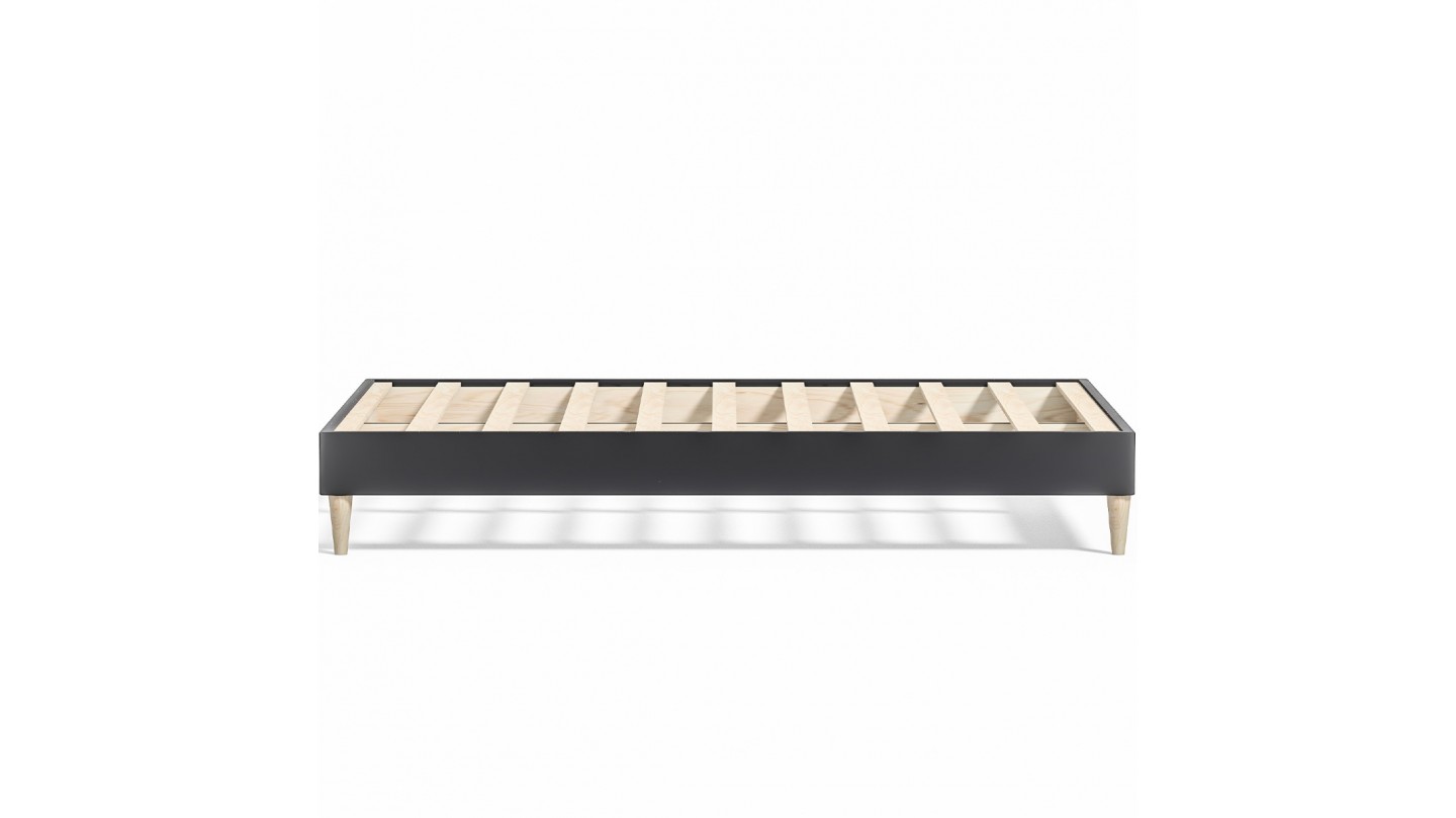 Ensemble lit adulte 140x190 cm en velours gris + Matelas Hybride à ressorts ensachés et mémoire de forme - Spring Elite