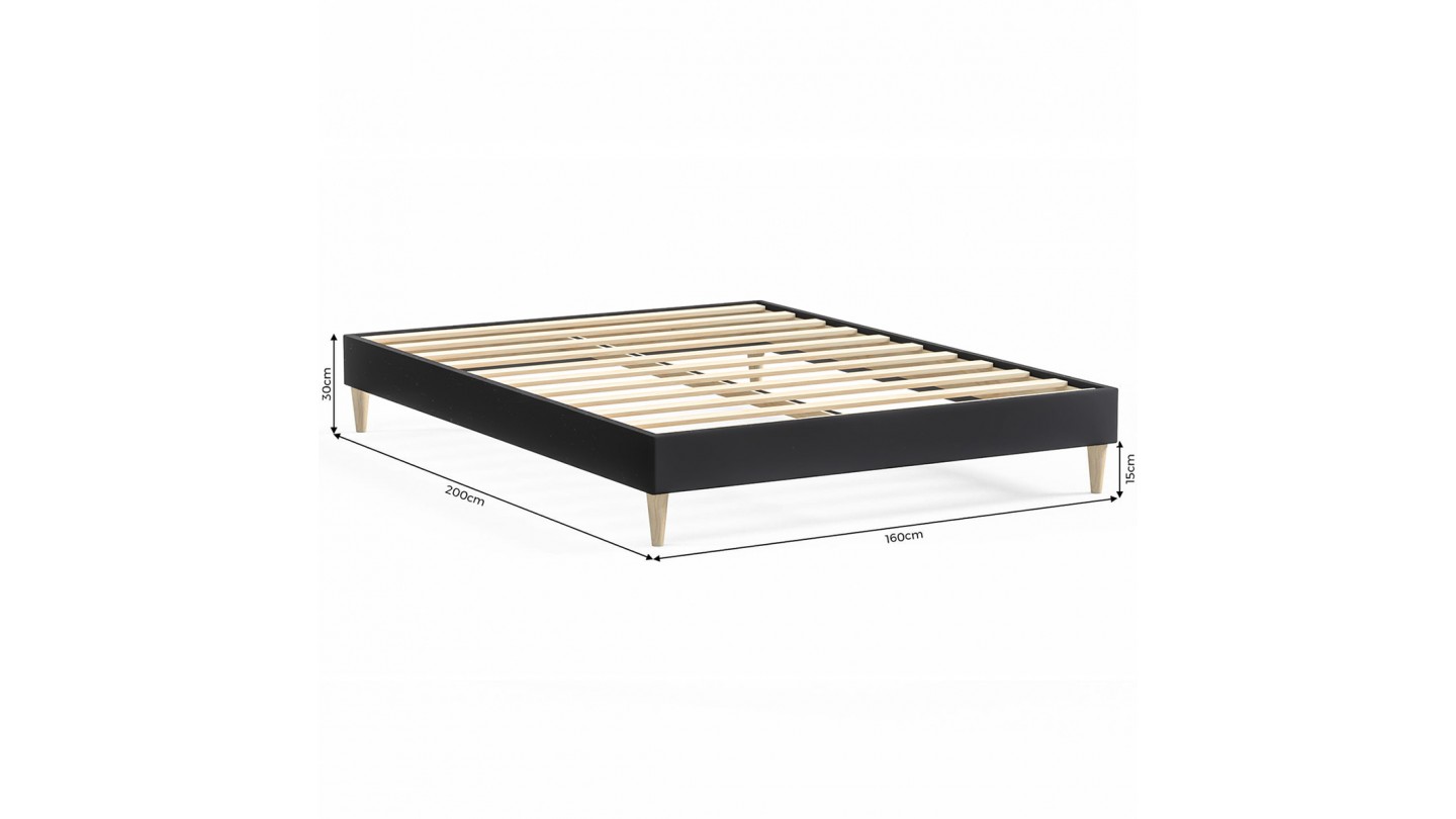 Ensemble lit adulte 140x190 cm en velours gris + Matelas Hybride à ressorts ensachés et mémoire de forme - Spring Elite