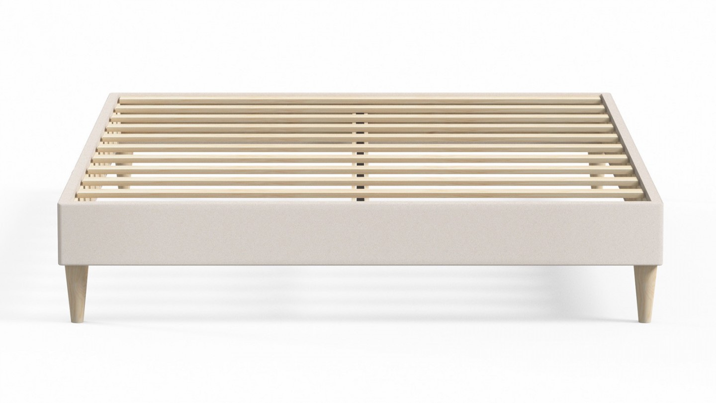 Ensemble lit adulte 160x200 cm en velours beige + Matelas Hybride à ressorts ensachés et mémoire de forme - Spring Elite