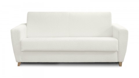 Canapé convertible 3 places en tissu bouclette beige - Ouverture express - Couchage quotidien - Leandro