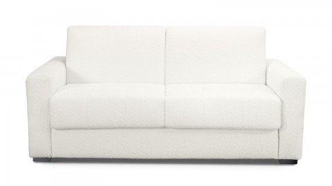 Canapé convertible 3 places en tissu bouclette beige - Ouverture express - Couchage quotidien - Andrea