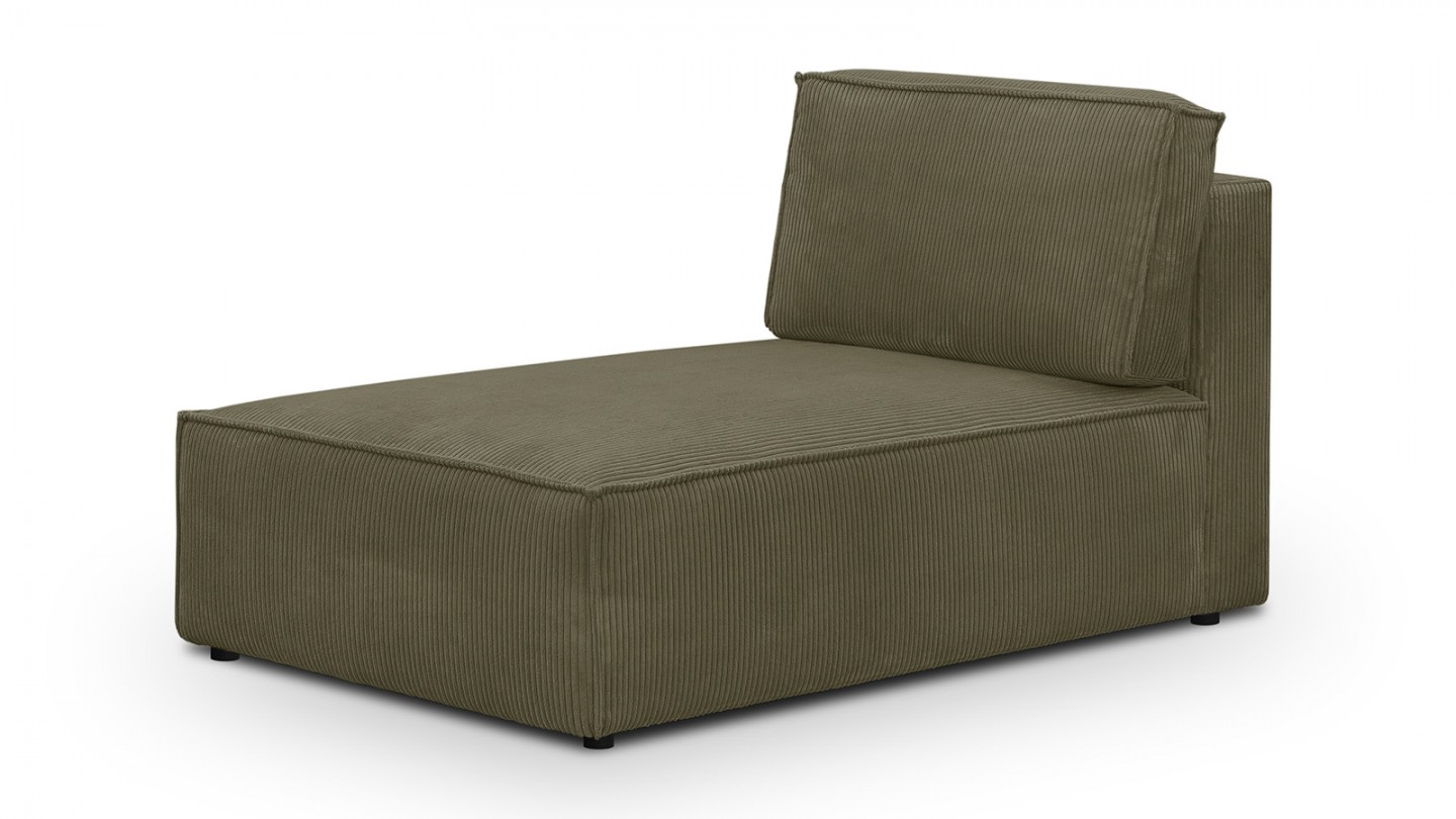 Méridienne modulable en velours côtelé vert kaki - Harper Mod