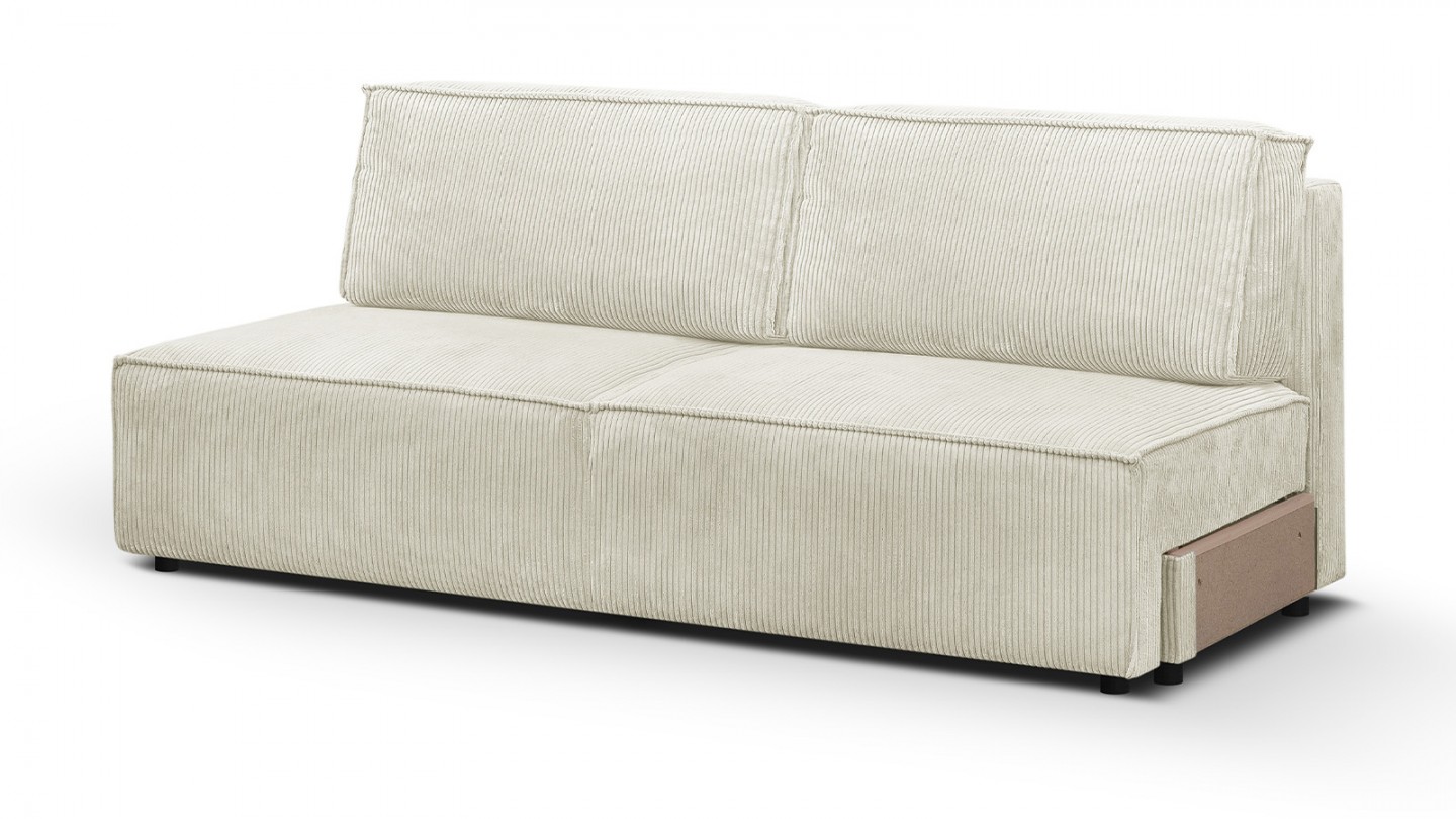 Canapé modulable convertible 7 places avec coffre de rangement en velours côtelé beige - Harper Mod
