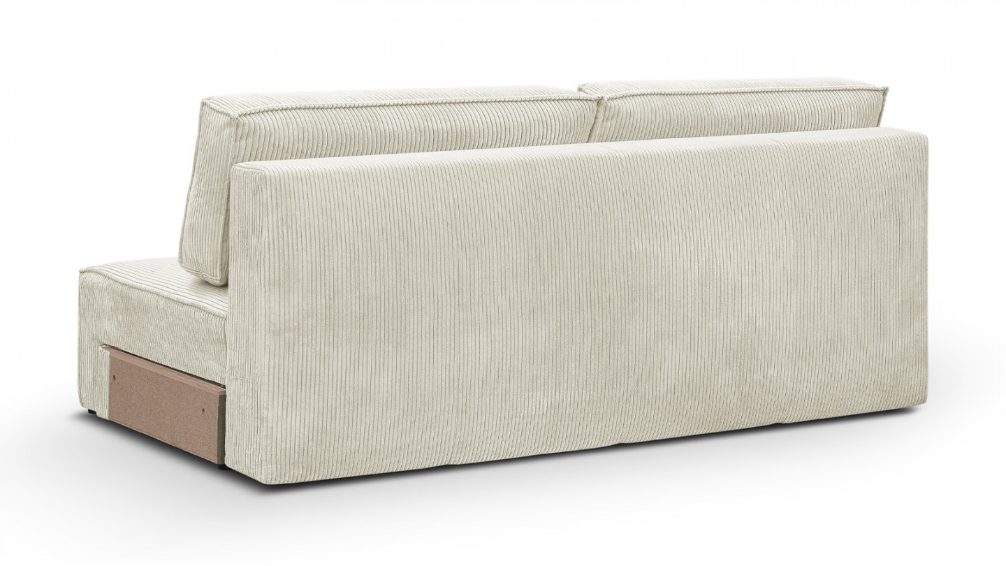 Canapé modulable convertible 7 places avec coffre de rangement en velours côtelé beige - Harper Mod