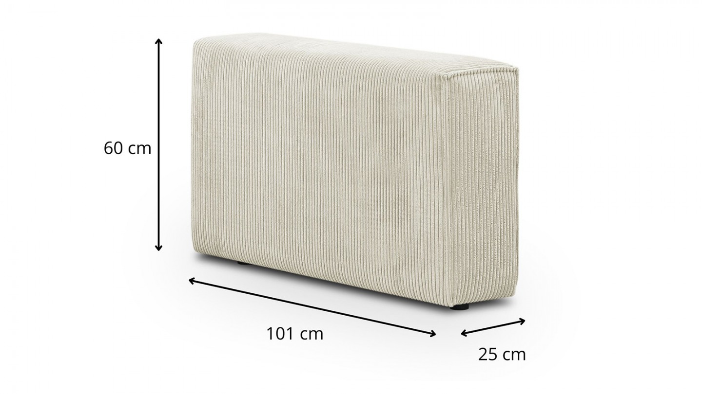 Canapé modulable convertible 7 places avec coffre de rangement en velours côtelé beige - Harper Mod