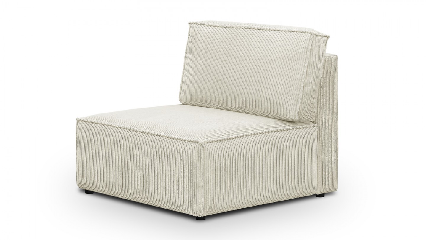 Canapé d'angle à gauche modulable 8 places en velours côtelé beige - Harper Mod