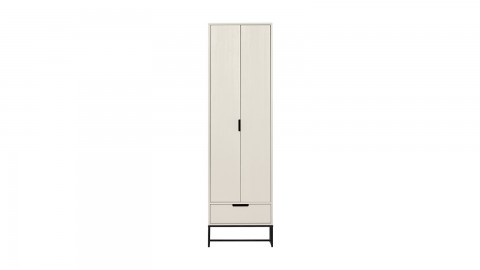 Buffet haut 2 portes 1 tiroir en bois laqué gris clair 60 cm - Silas