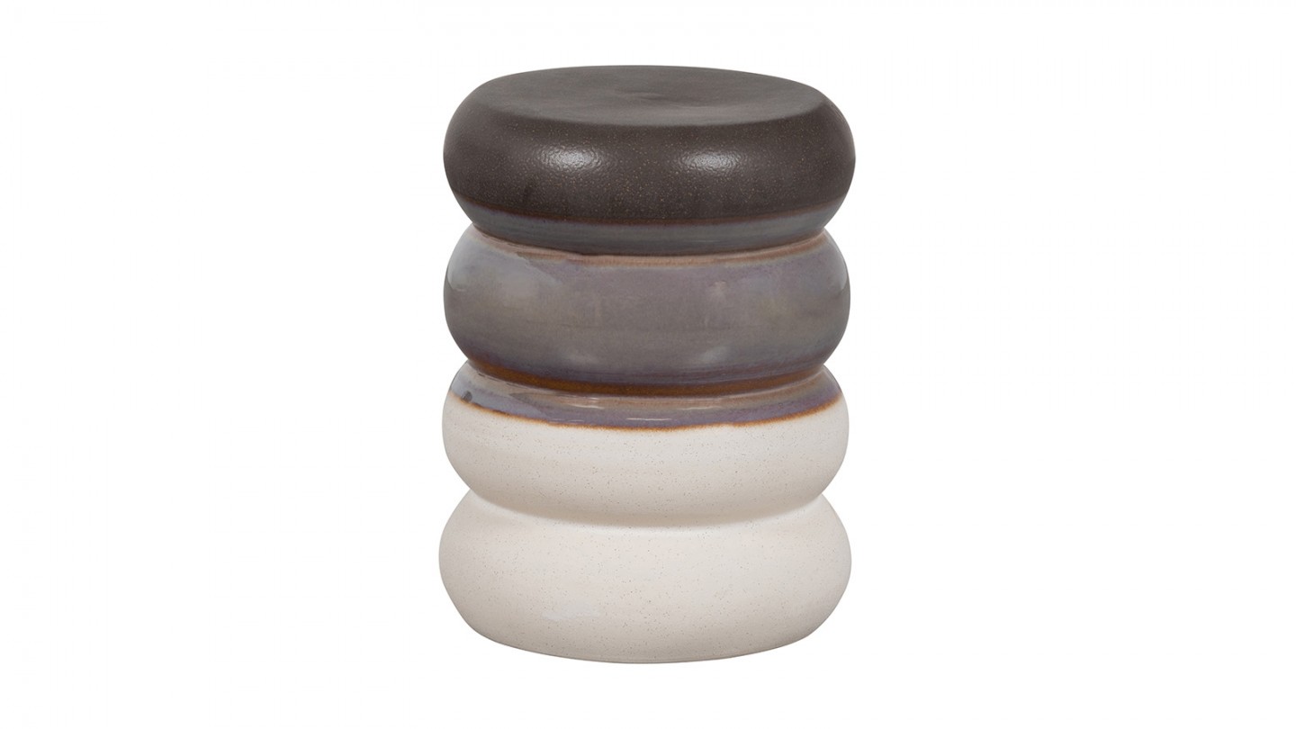Table d'appoint ronde en céramique blanche et grise 34 cm - Button