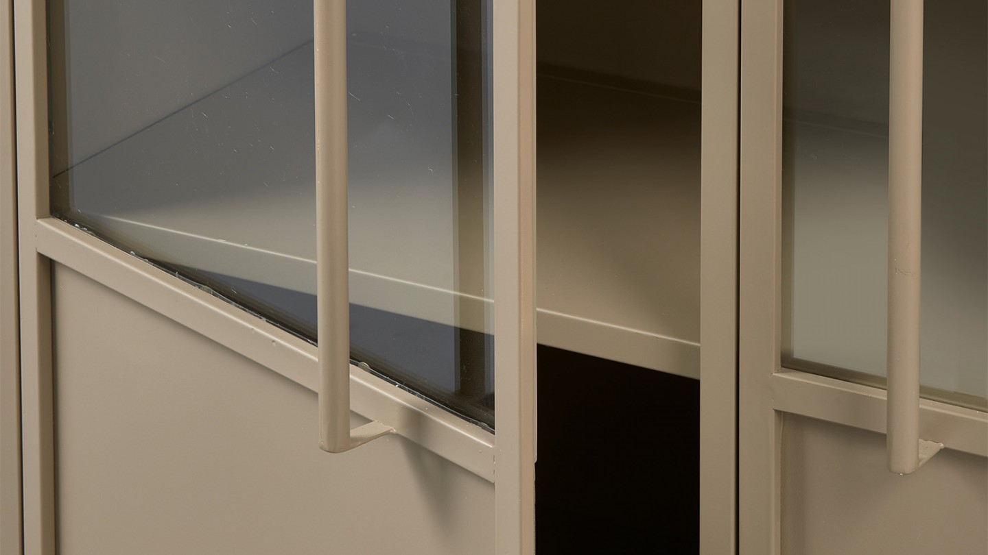Vaisselier 2 portes en métal vert kaki poudré 99 cm - Exhibit