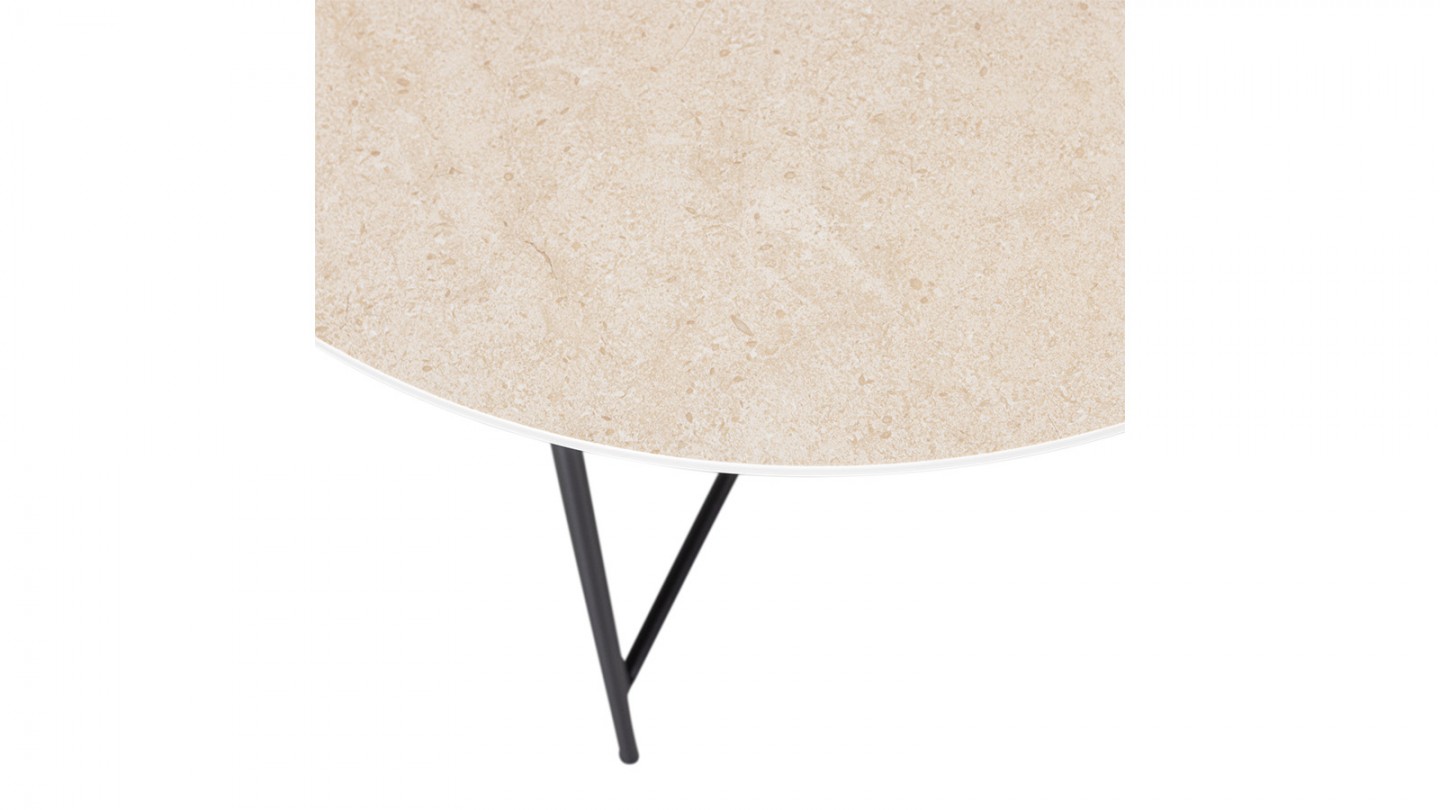 Table basse ronde en marbre beige 60 cm - Vida