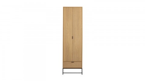 Buffet haut 2 portes 1 tiroir effet chêne 60 cm - Silas
