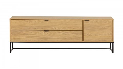 Meuble TV 1 porte 2 tiroirs effet chêne 180 cm - Silas