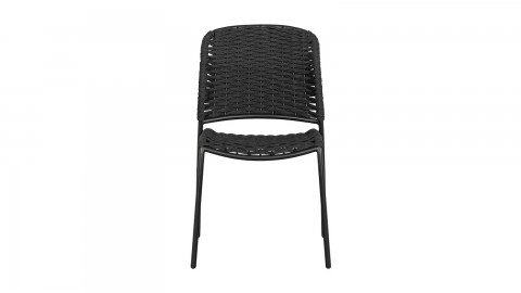 Lot de 2 chaises de jardin sans accoudoirs en corde et aluminium noir - Taku
