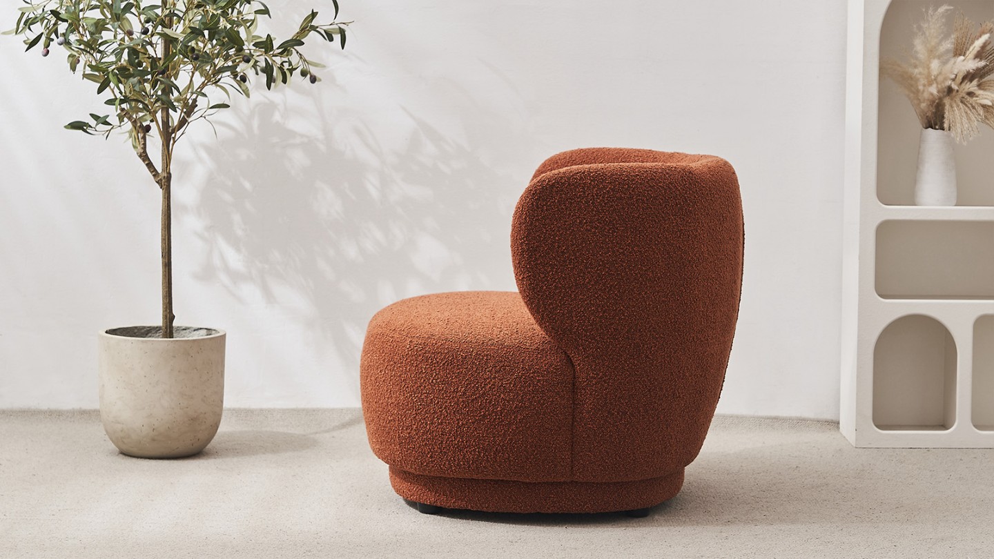 Fauteuil en tissu bouclette rouille - Ester