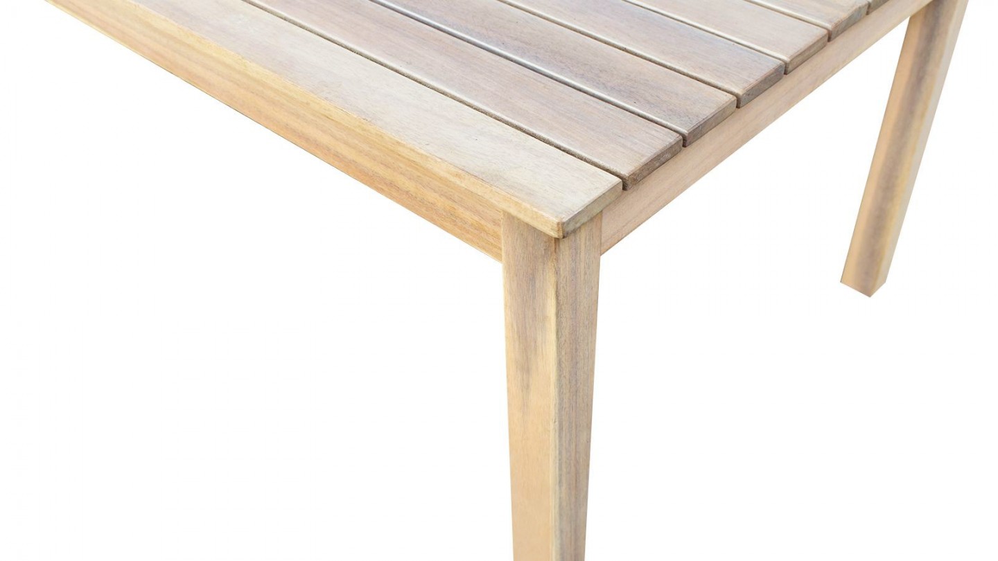 Salon de jardin d'angle 5 places en bois blanchi FSC et coussins gris chiné - Samui