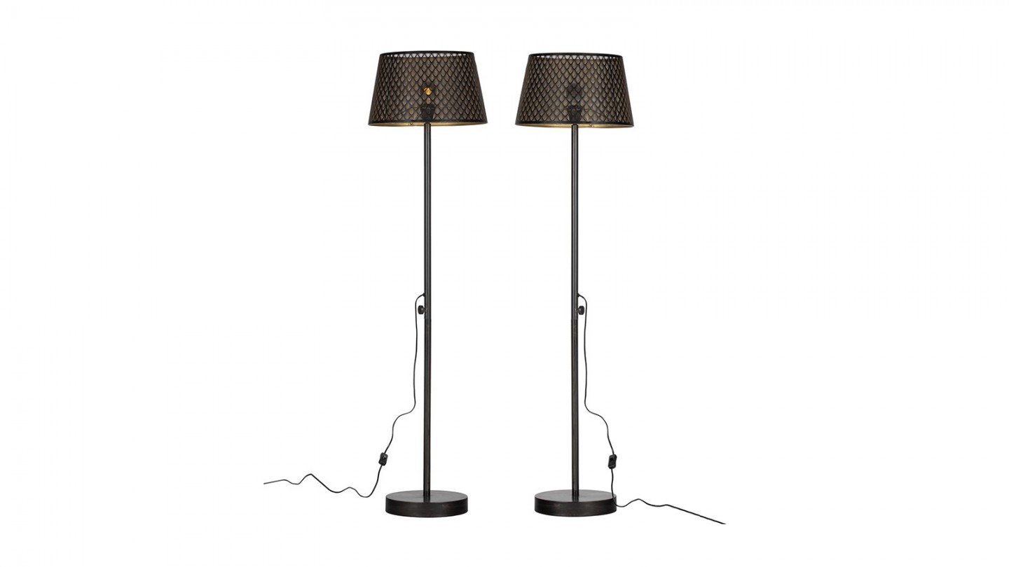 Lampadaire en métal noir et laiton - Kars
