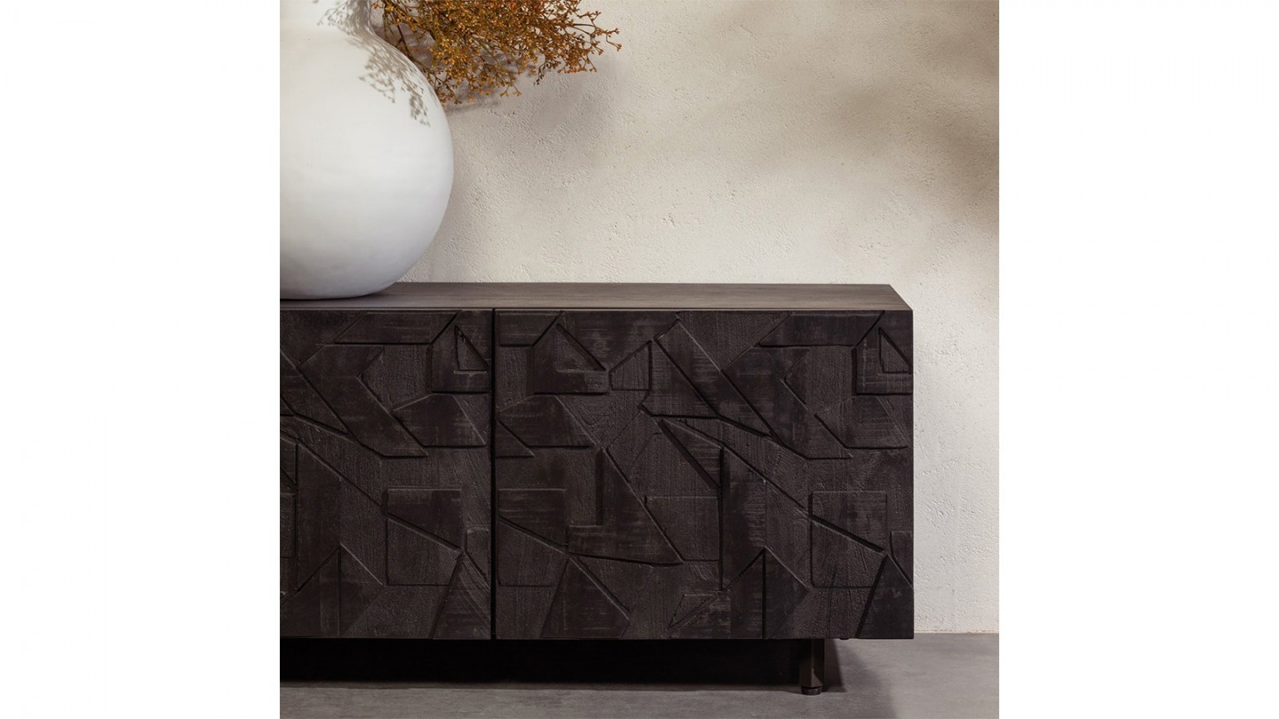 Meuble TV en bois de manguier noir 160cm - Counter
