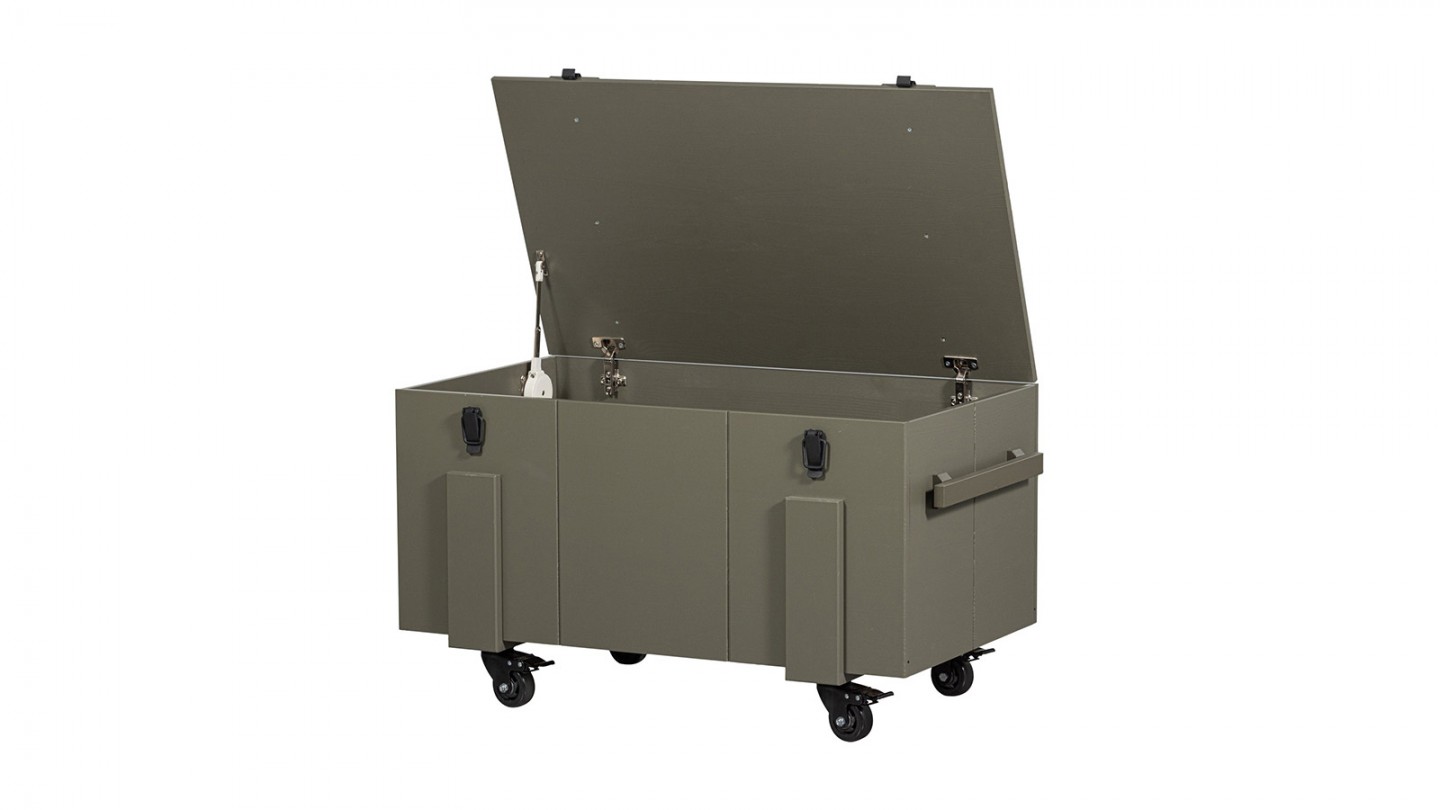 Coffre de rangement en bois vert kaki 100 cm - Bobby
