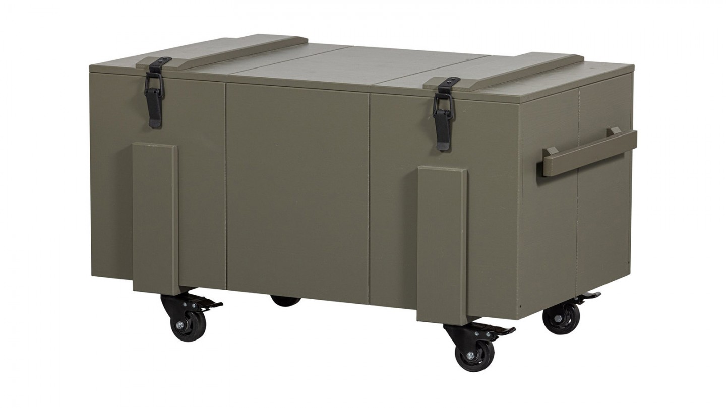 Coffre de rangement en bois vert kaki 100 cm - Bobby