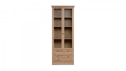 Vaisselier 2 portes vitrées 2 tiroirs effet chêne 80 cm - Saga