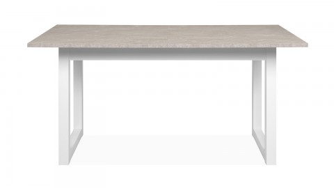 Table à manger extensible 4 à 6 personnes effet travertin et blanc 160/200 cm - Marlon
