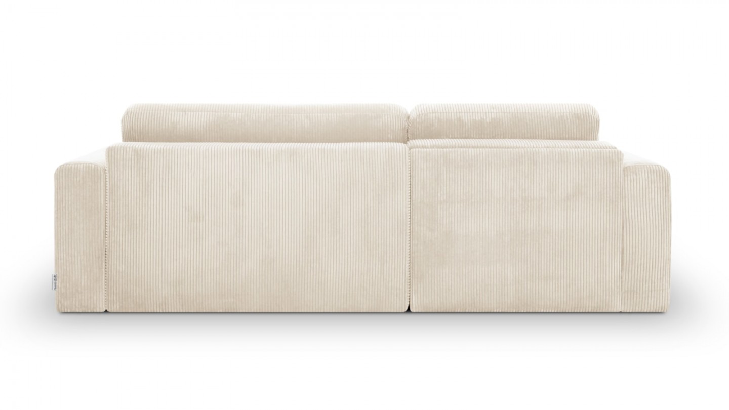 Canapé d'angle réversible convertible 4 places avec coffre de rangement en velours côtelé beige - Davis